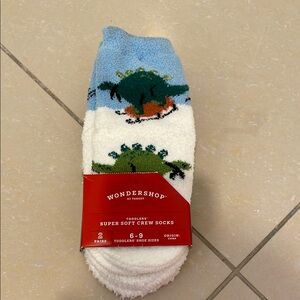 Wondershop Dinosaur Crew Socks - Blue‎ and White